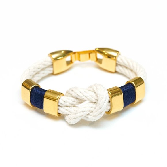 Womens Allison Cole Starboard Bracelet - Ivory/Navy/Gold, Small, NWOT - Picture 1 of 5
